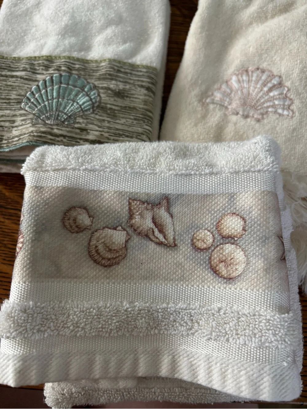 Quiet Luxury Coastal New England Beachy  Embroidered Hand Towels - Set of 3